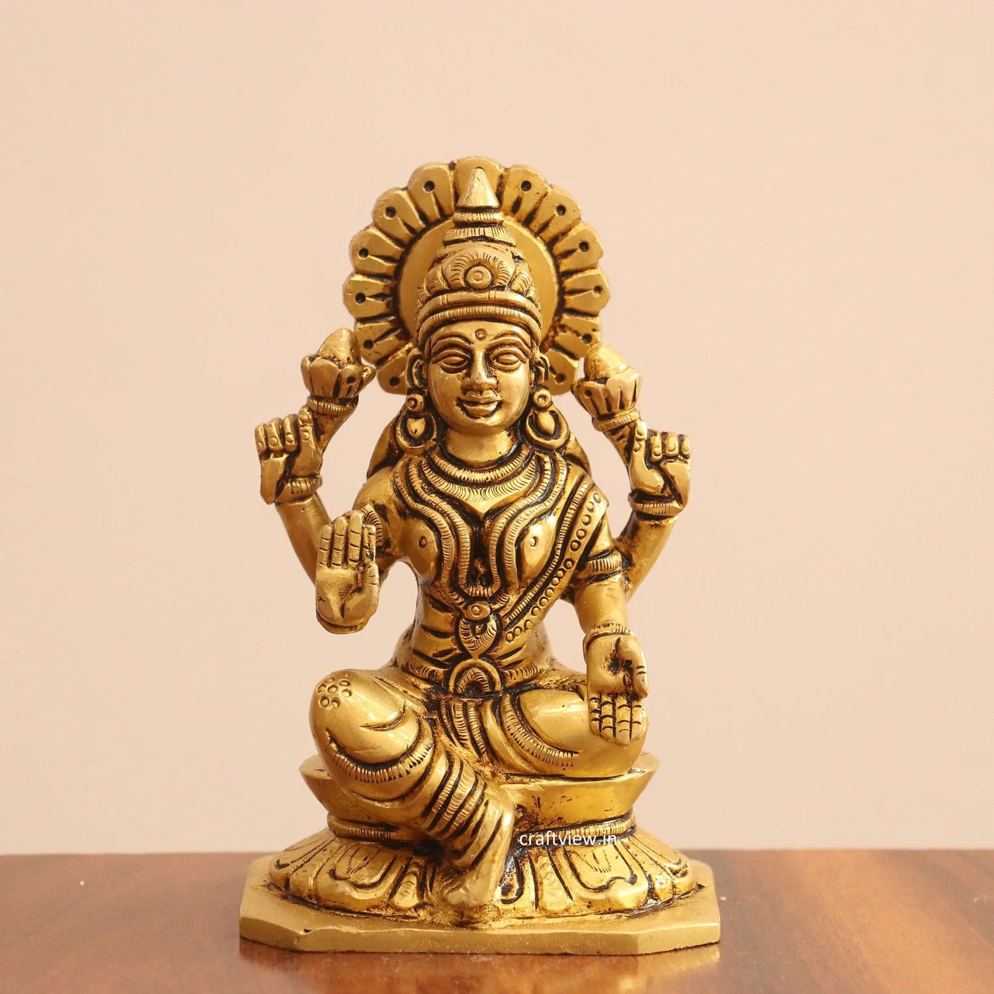 5" Superfine Small Brass Ganesh Lakshmi Sarasvati Idols set of 3 Peace Craftsview