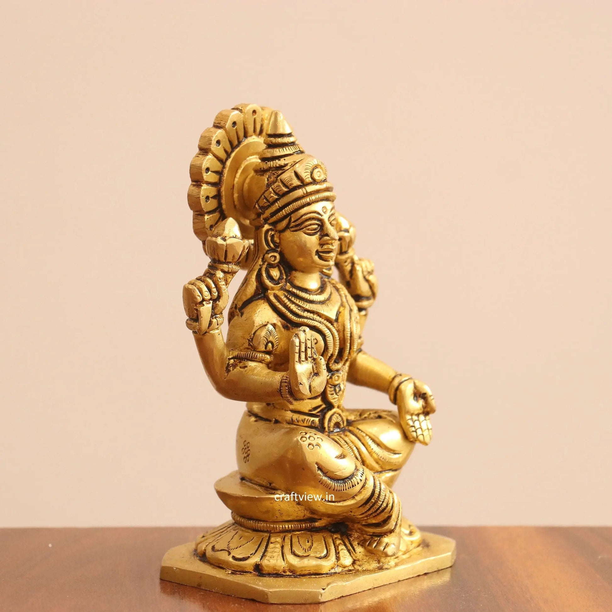 5" Superfine Small Brass Ganesh Lakshmi Sarasvati Idols set of 3 Peace Craftsview