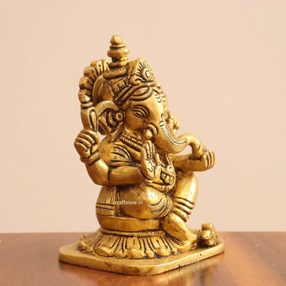 5" Superfine Small Brass Ganesh Lakshmi Sarasvati Idols set of 3 Peace Craftsview