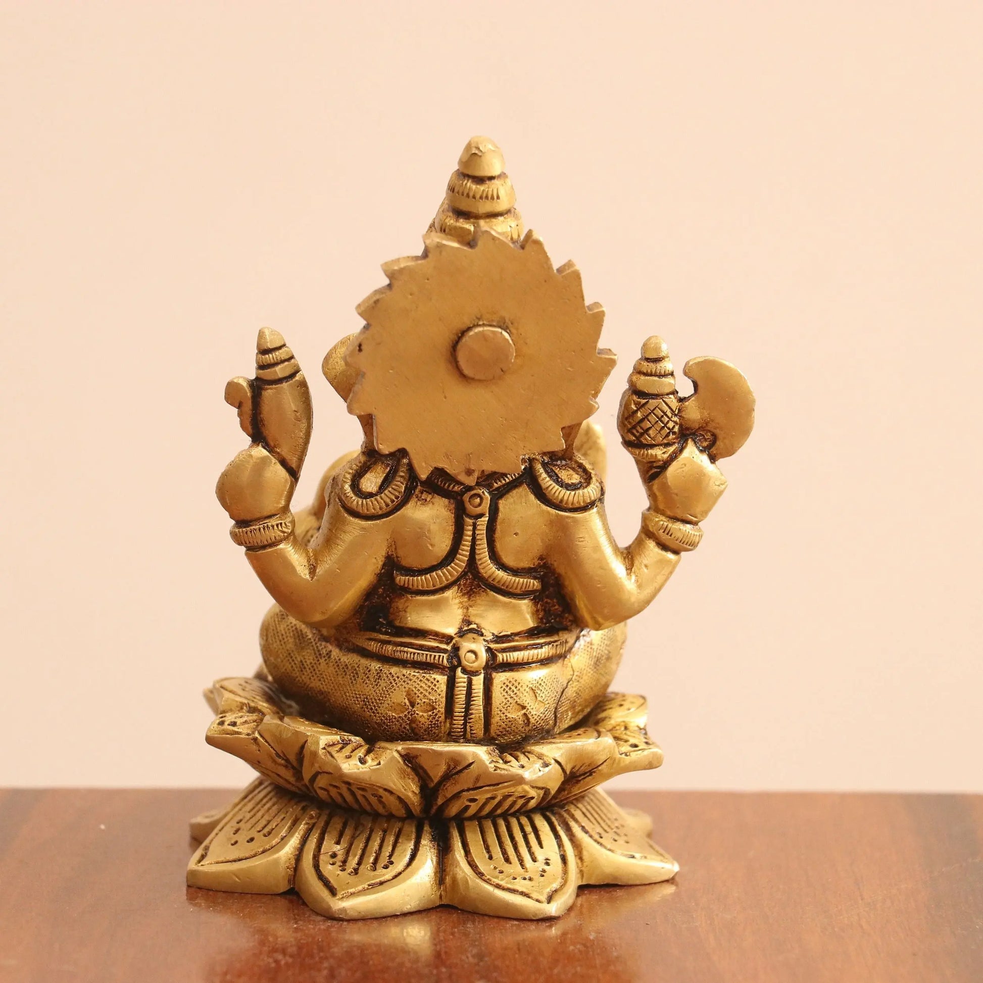 4.5"Brass Superfine Lotus Ganesh Lakshmi Sarasvati Idols set of 3 Peace Craftsview