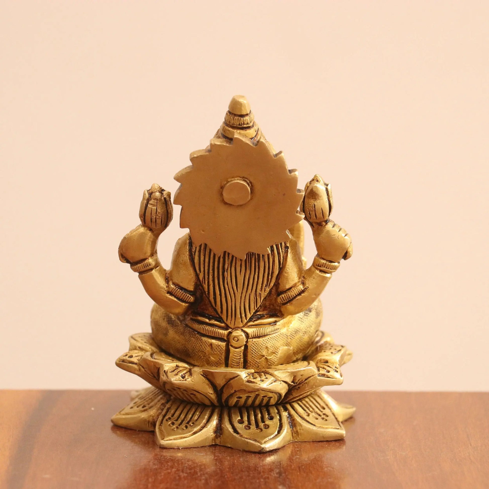 4.5"Brass Superfine Lotus Ganesh Lakshmi Sarasvati Idols set of 3 Peace Craftsview