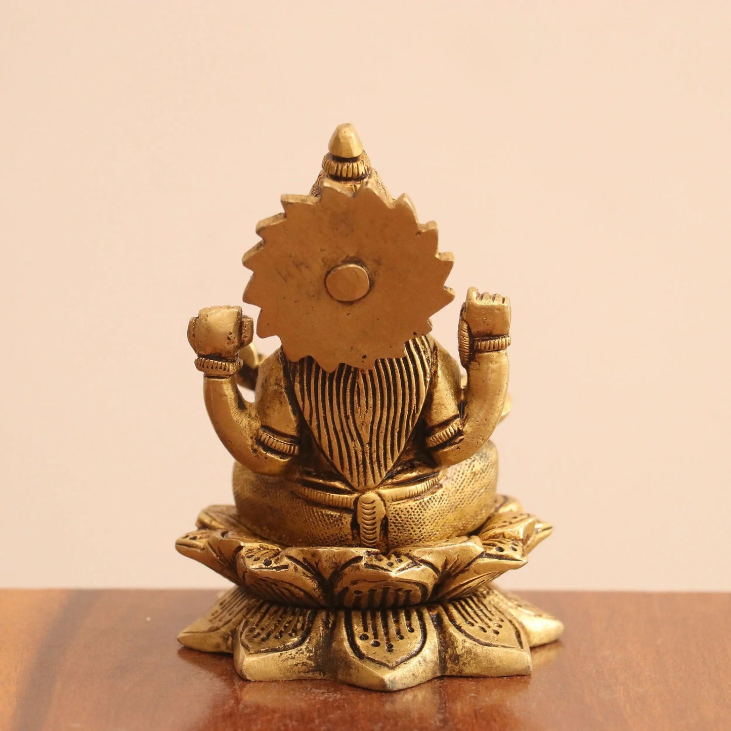 4.5"Brass Superfine Lotus Ganesh Lakshmi Sarasvati Idols set of 3 Peace Craftsview