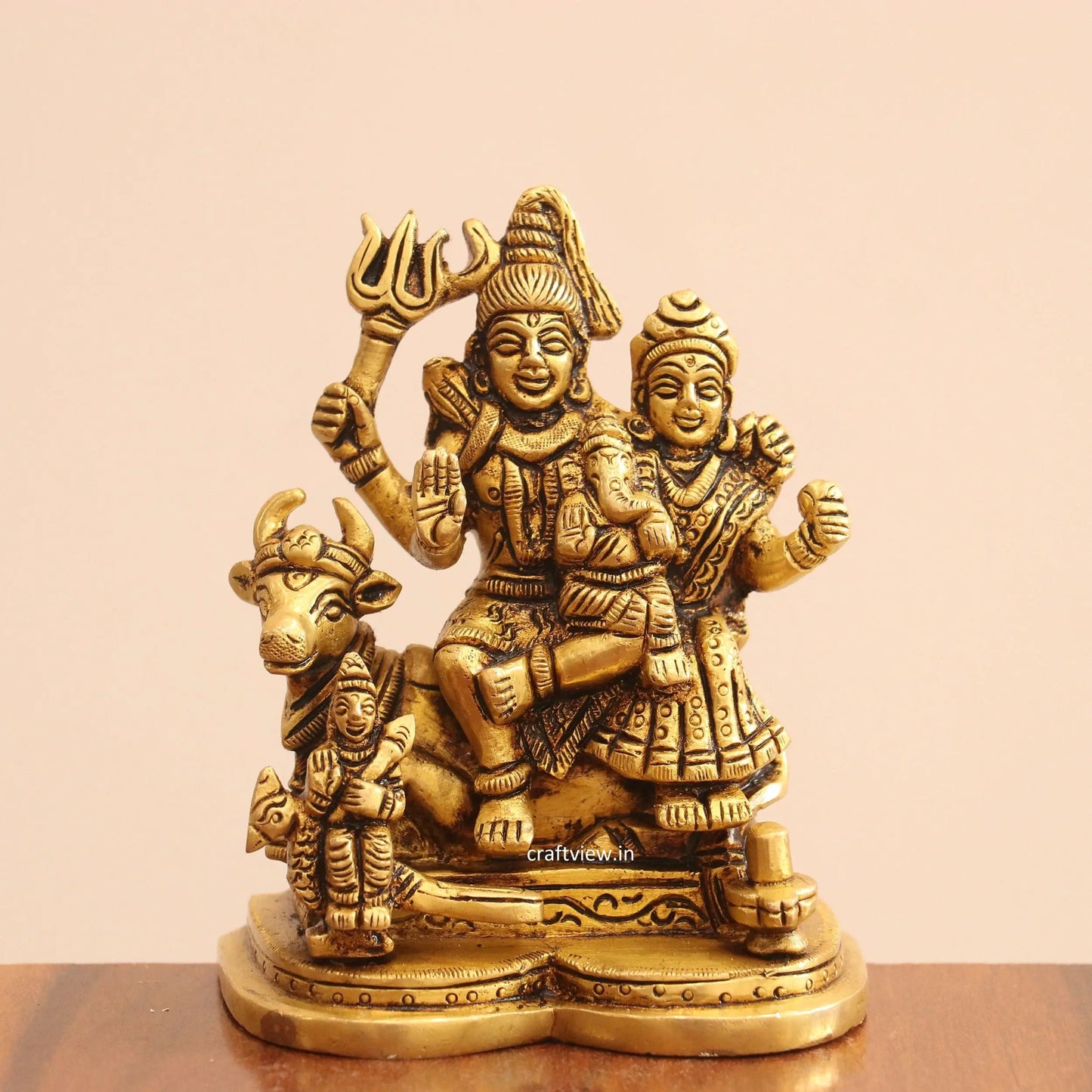 4.5" Superfine Small Brass Shiva Family Craftsview