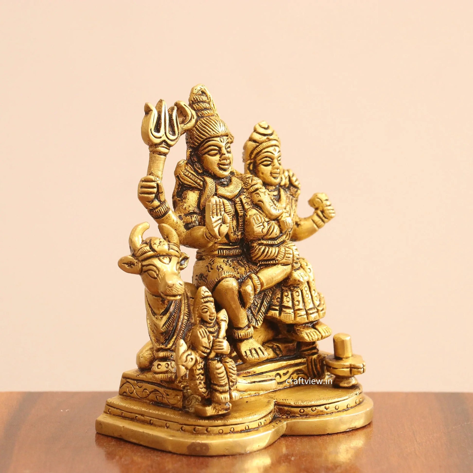 4.5" Superfine Small Brass Shiva Family Craftsview