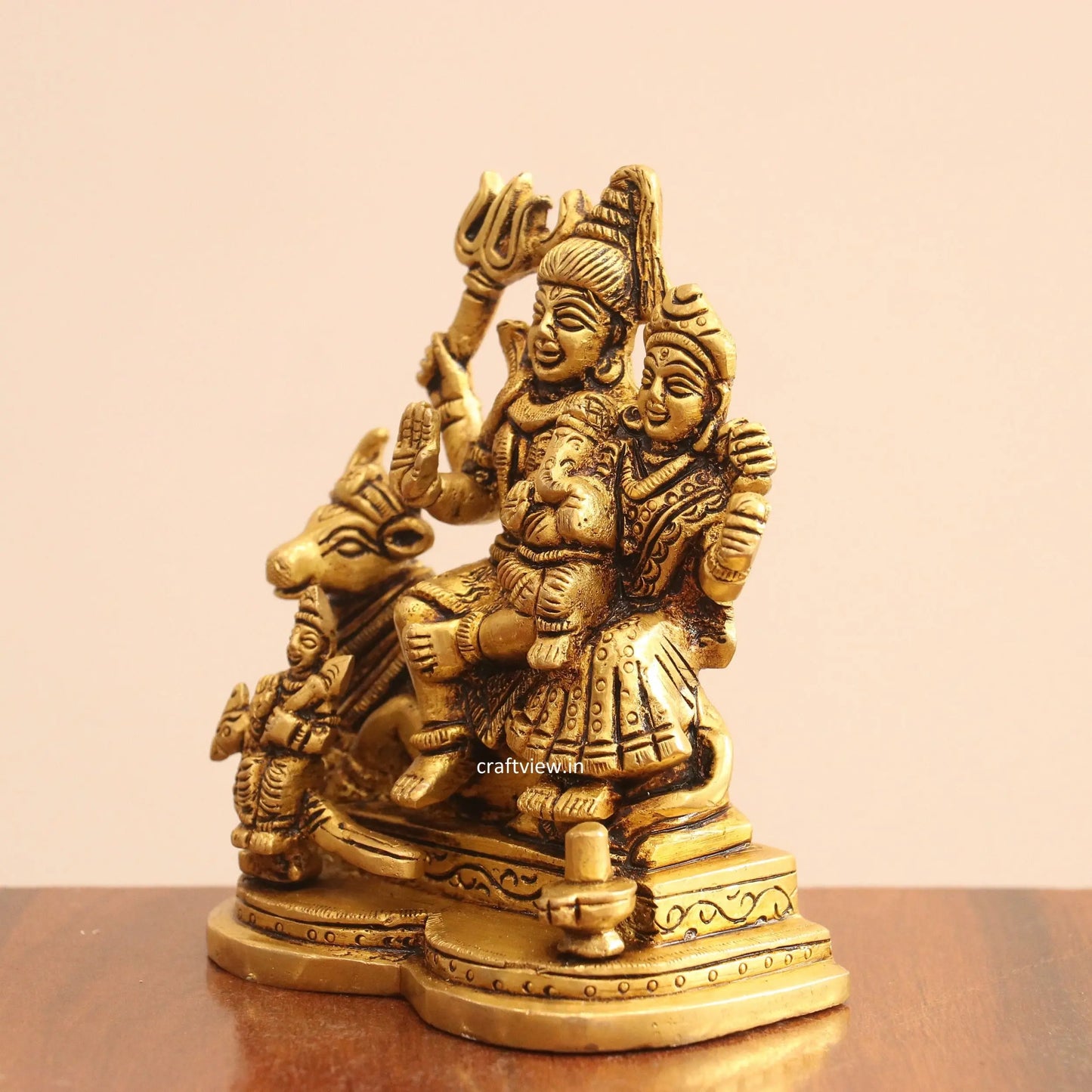 4.5" Superfine Small Brass Shiva Family Craftsview