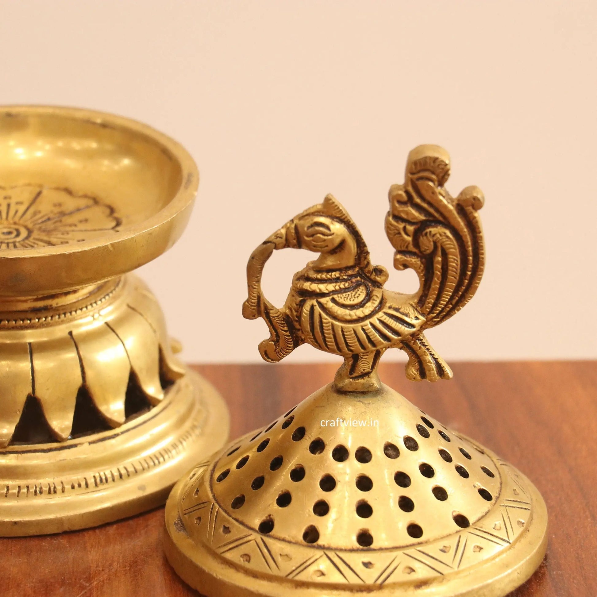 Brass Décor Peacock Incense Burner craftsview