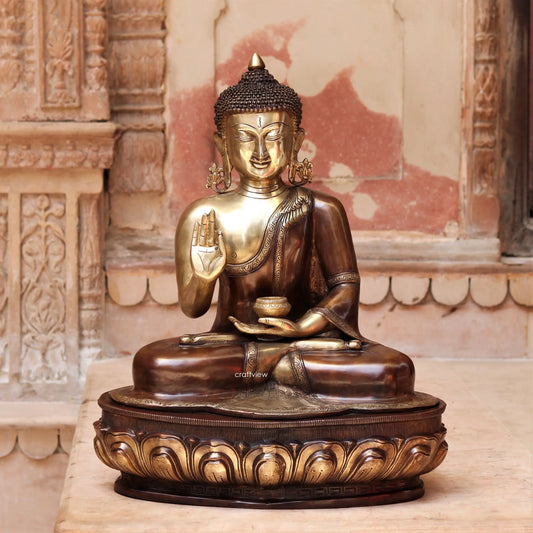 Brass Blessing Buddha Statue 22" craftsview