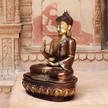 Brass Blessing Buddha Statue 22" craftsview