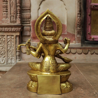 Brass Sarasvati Statue Sitting On Base 18" craftsview