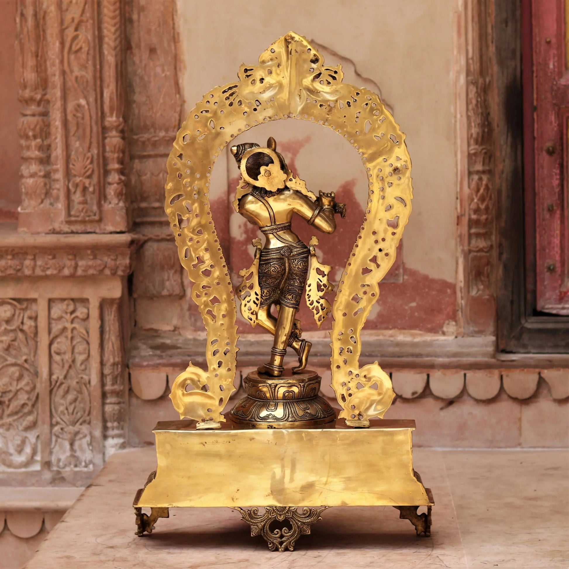 Brass Lord Krishna Statue With Prabhavali 31" craftsview