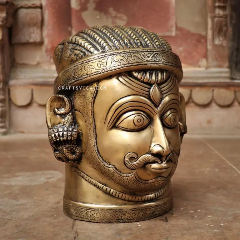 Brass Shiva Head Figurine 12" Craftsview