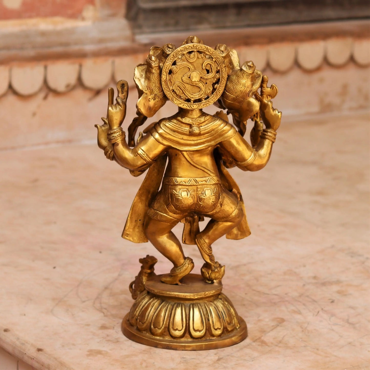 Brass Panchmukhi Dancing Ganesh Statue 15" craftsview