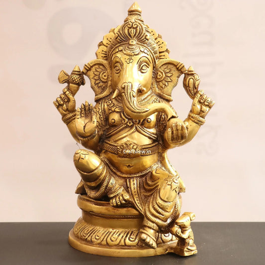 Brass Lord Ganesh Statue super fine 11.5" craftsview