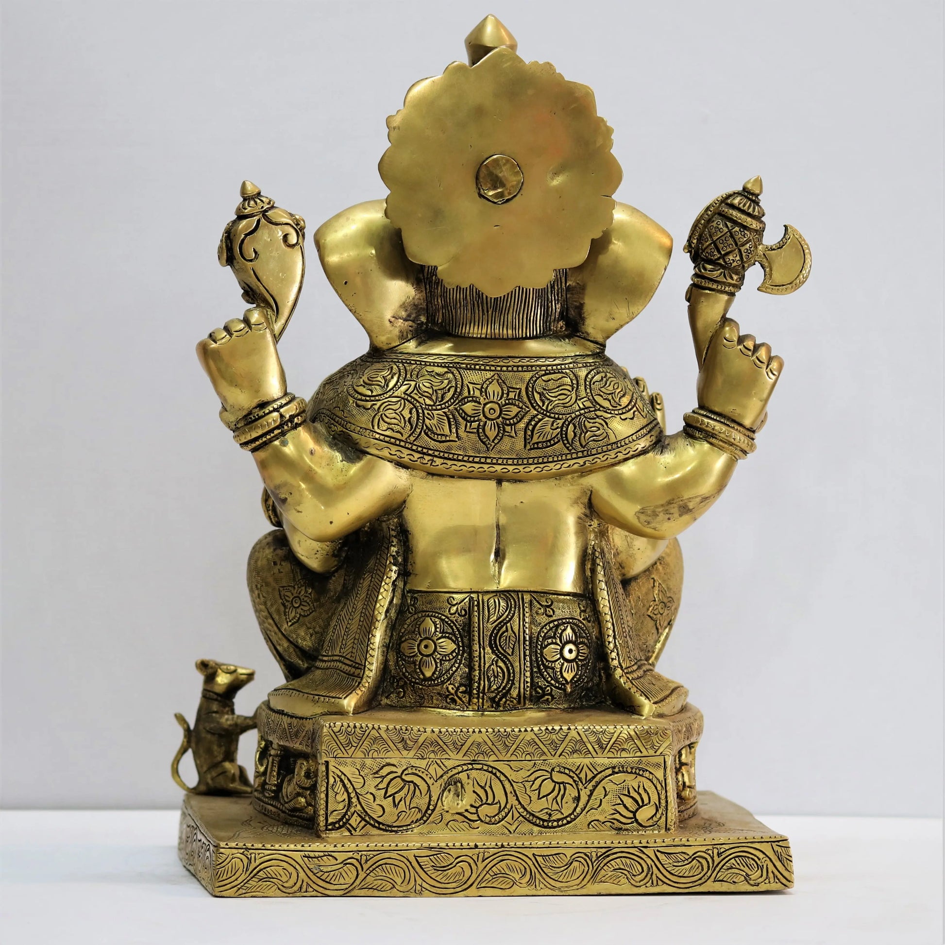 Brass Ganesha Statue Sitting on Lalitsana. 14" craftsview