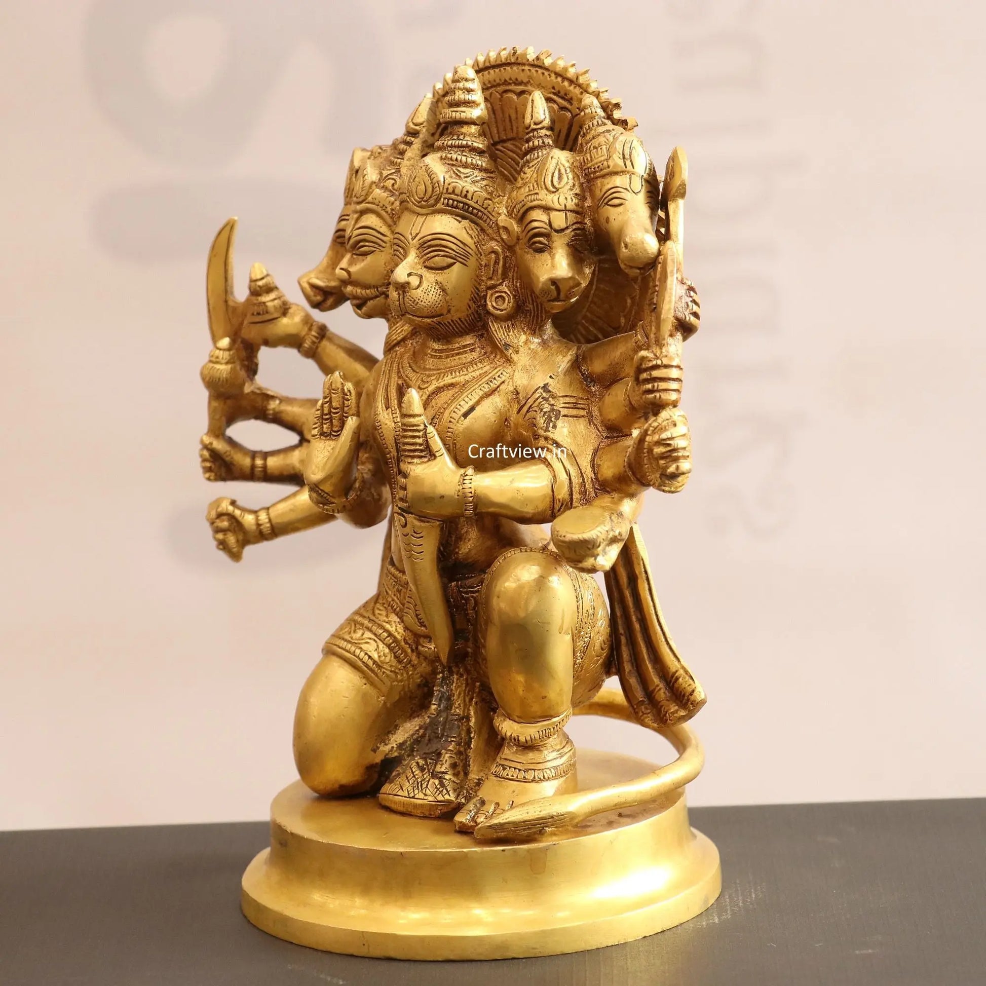 Brass Panchmukhi Hanuman Statue 9.5" craftsview