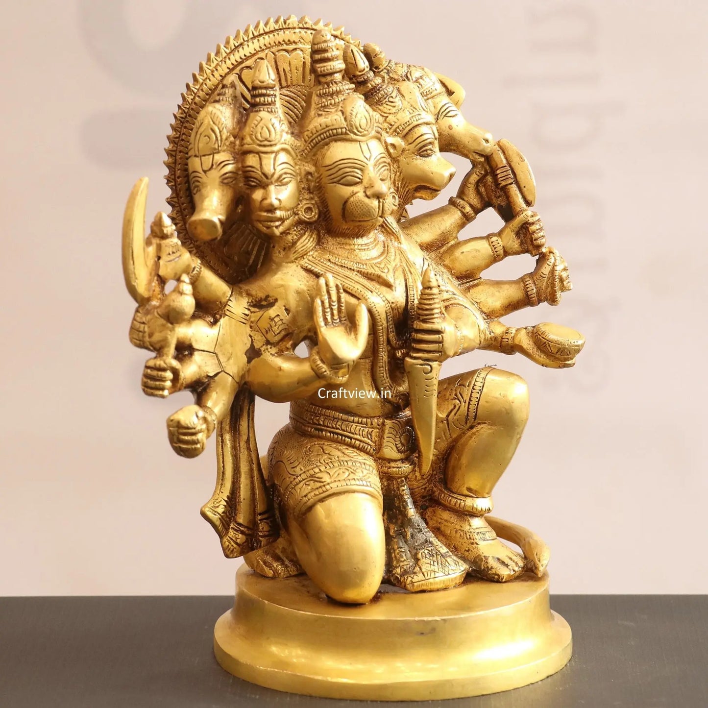 Brass Panchmukhi Hanuman Statue 9.5" craftsview