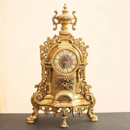 Antique Brass Handcrafted Vintage Table Clock | handicraft by Craftview Made in India 23" Craftsview