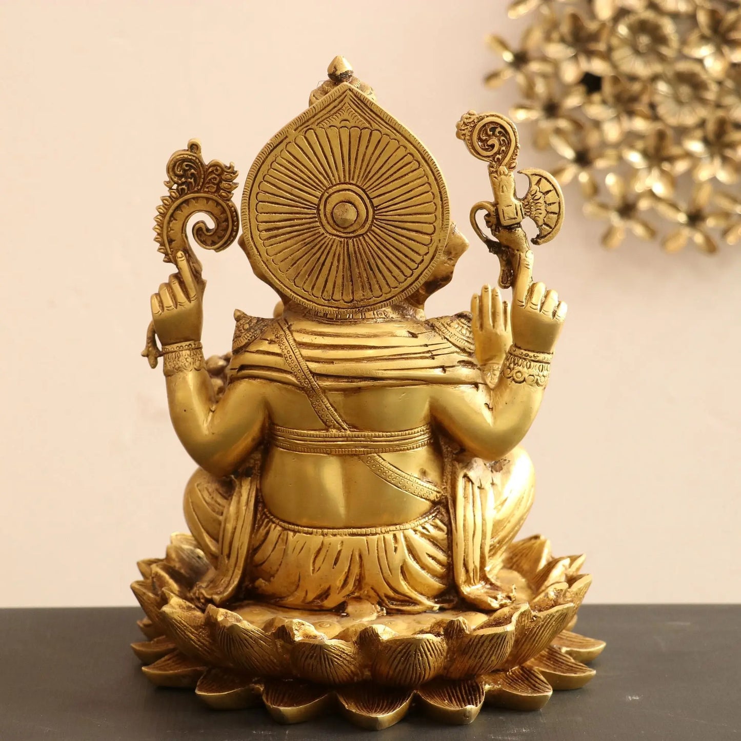 Brass Lord Ganesha Statue Sited On Lotus Base craftsview