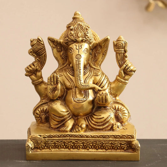 7" Brass Lord Ganesh Idol superfine Craftsview