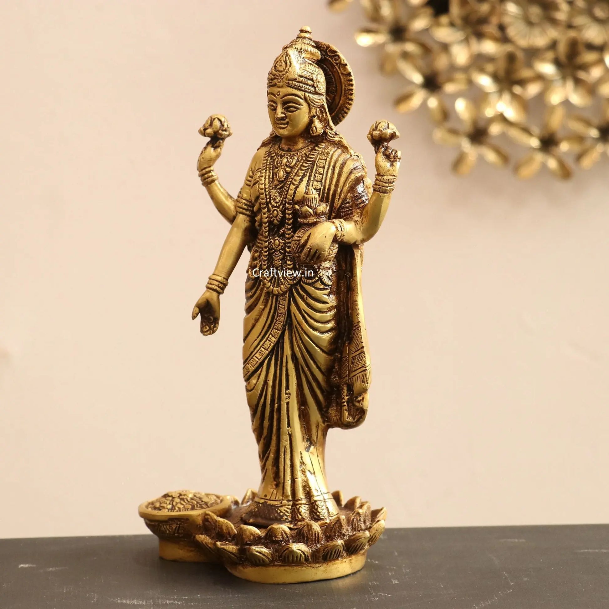 Standing Maa Lakshmi statue 10" craftsview