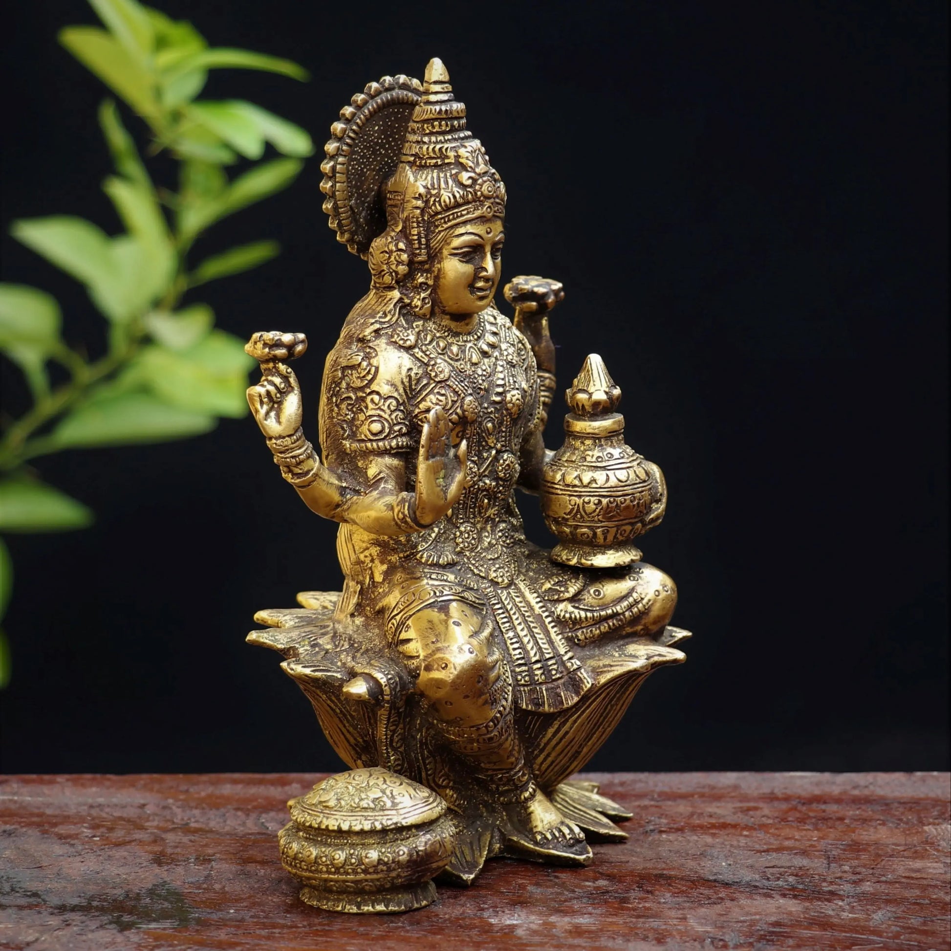 Brass Lakshmi Sitting On Lotus Base craftsview