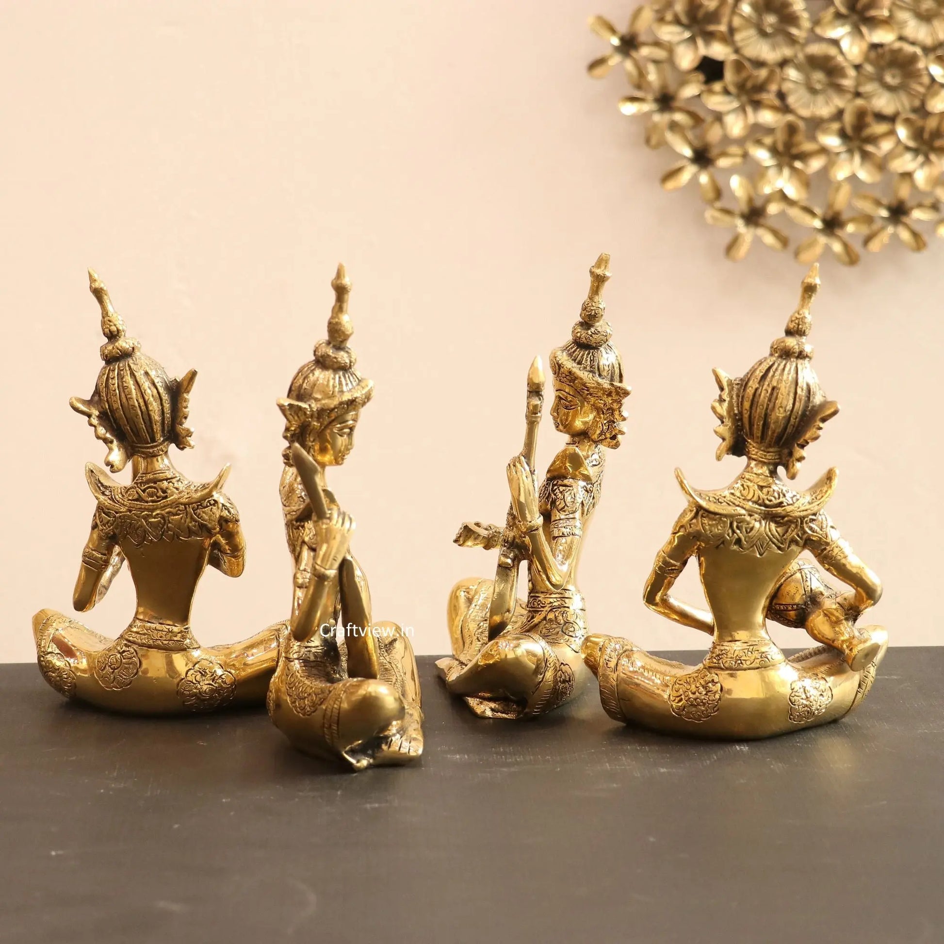 Brass Decor Musicians Figurine Set of 4 Peace craftsview