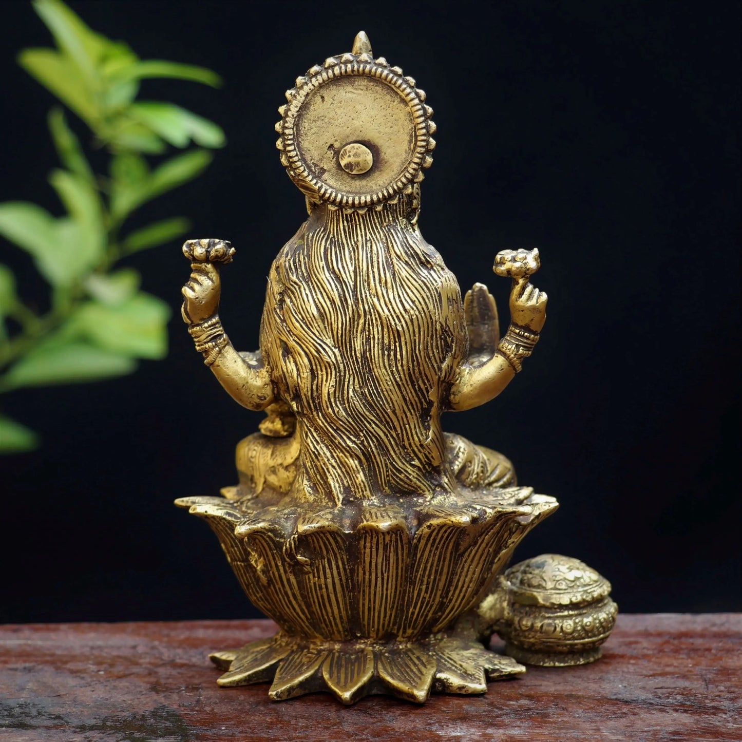 Brass Lakshmi Sitting On Lotus Base craftsview