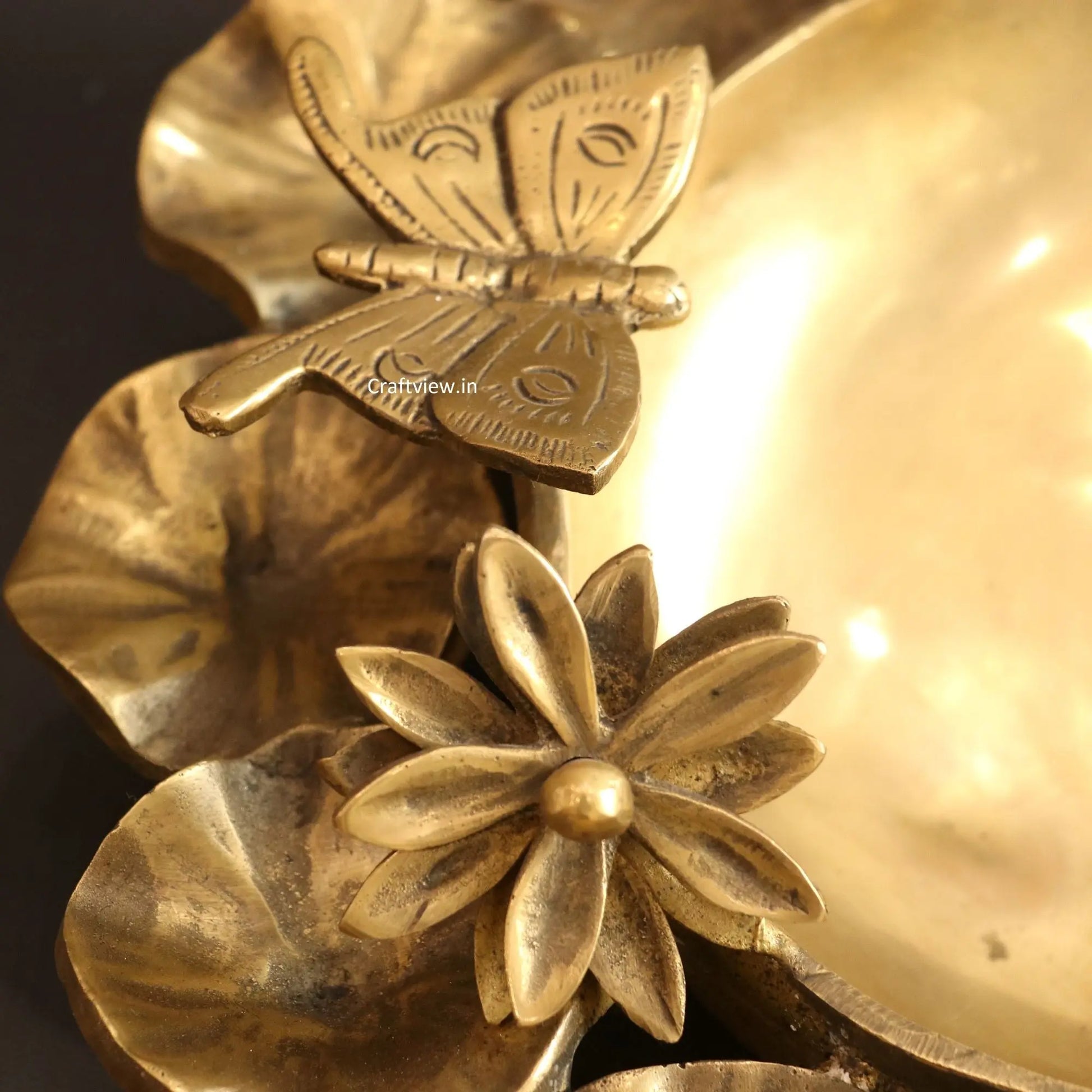 Brass Decoration Bird Flower Urli 4" craftsview