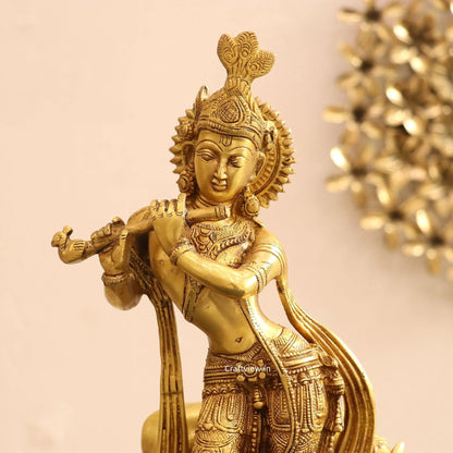 Brass Cow Krishna Idol 14" craftsview