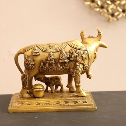 Brass Animal Cow and Calf Statue 6" craftsview