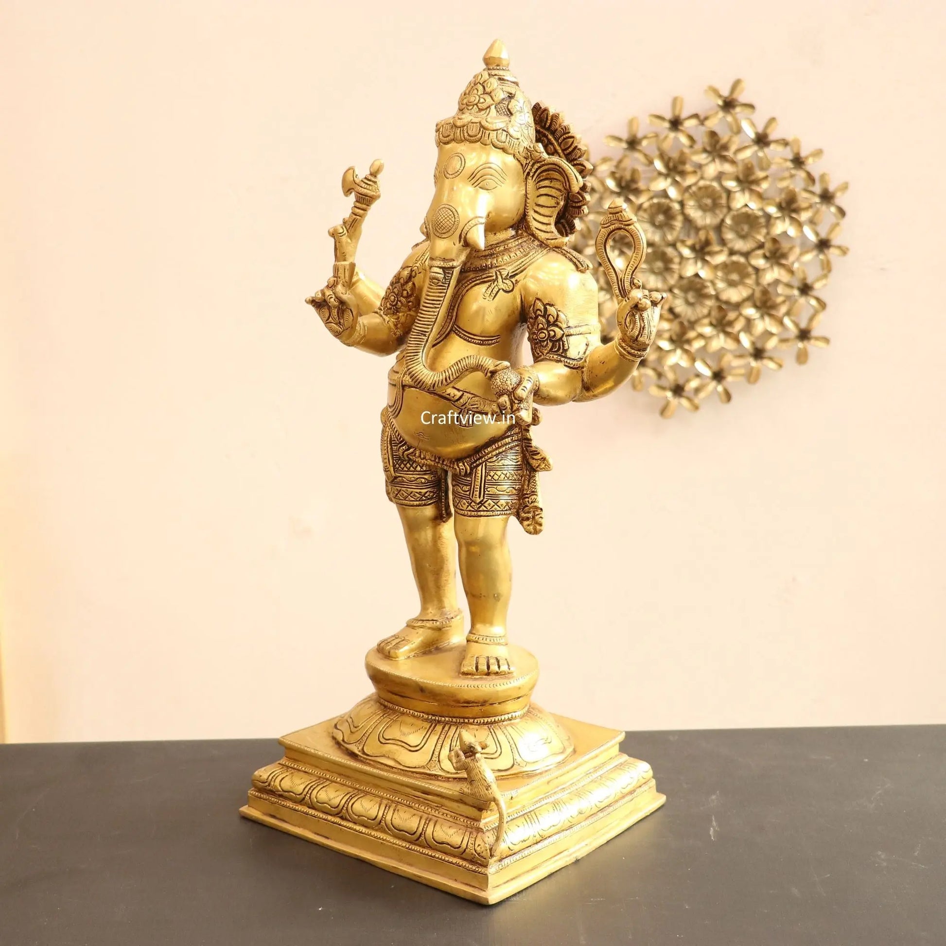 Brass Standing Lord Ganesha Statue 20" craftsview