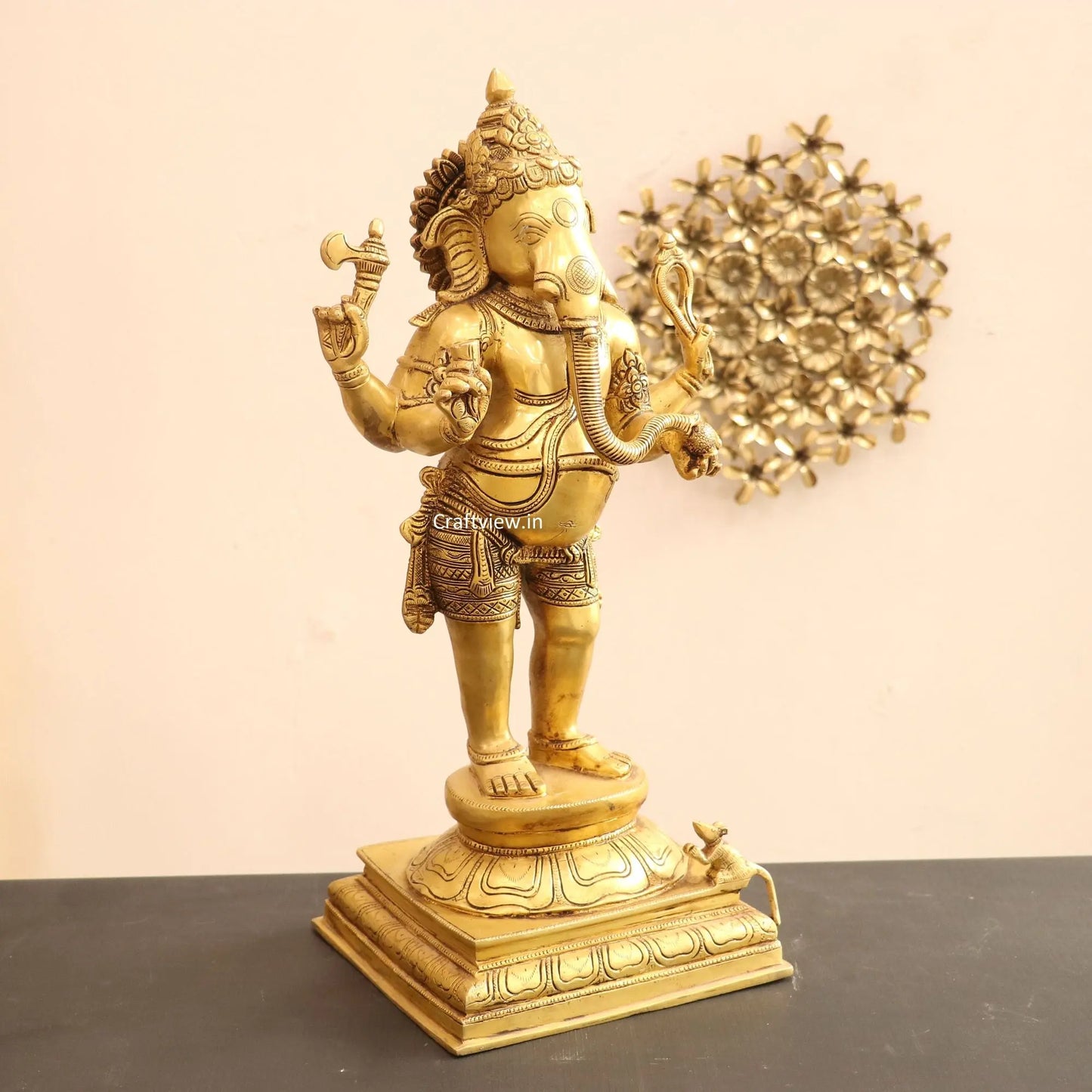 Brass Standing Lord Ganesha Statue 20" craftsview