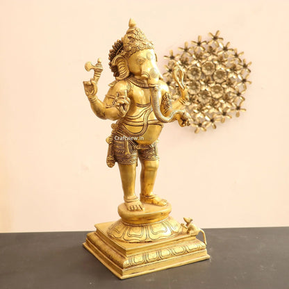 Brass Standing Lord Ganesha Statue 20" craftsview