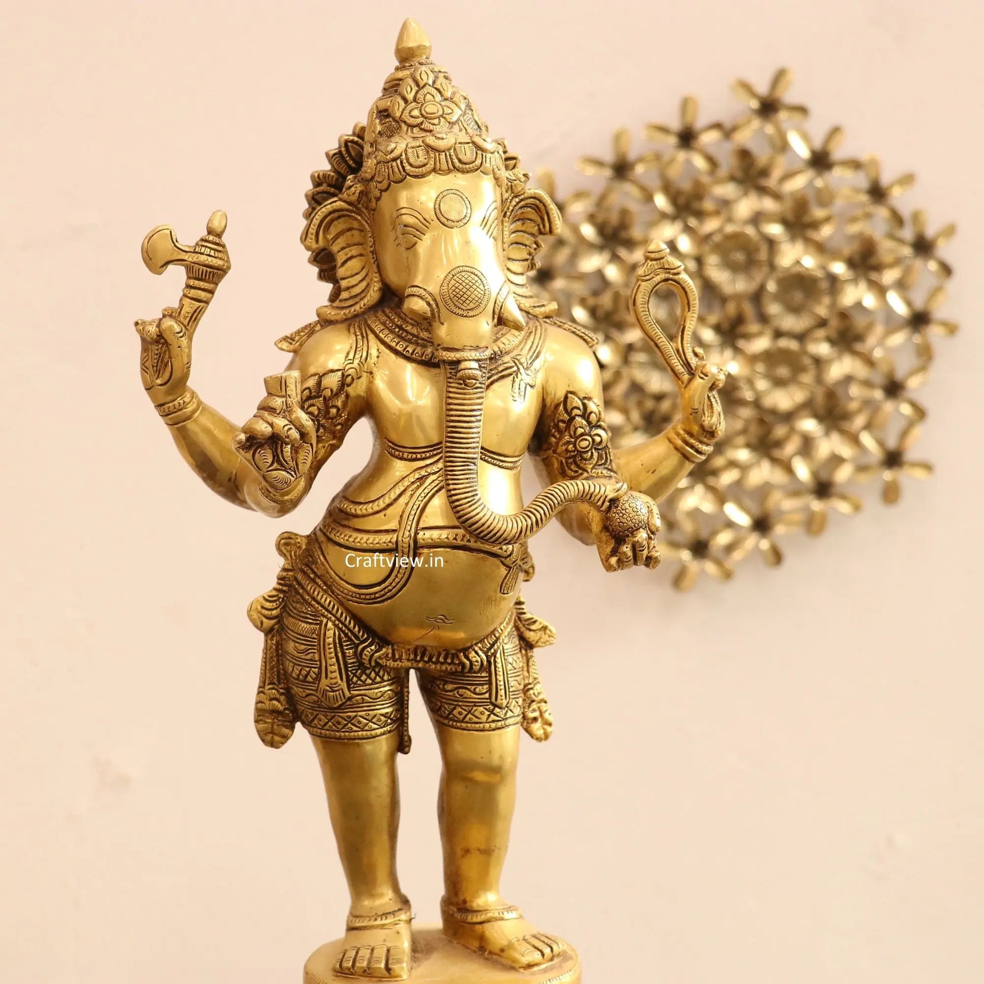 Brass Standing Lord Ganesha Statue 20" craftsview