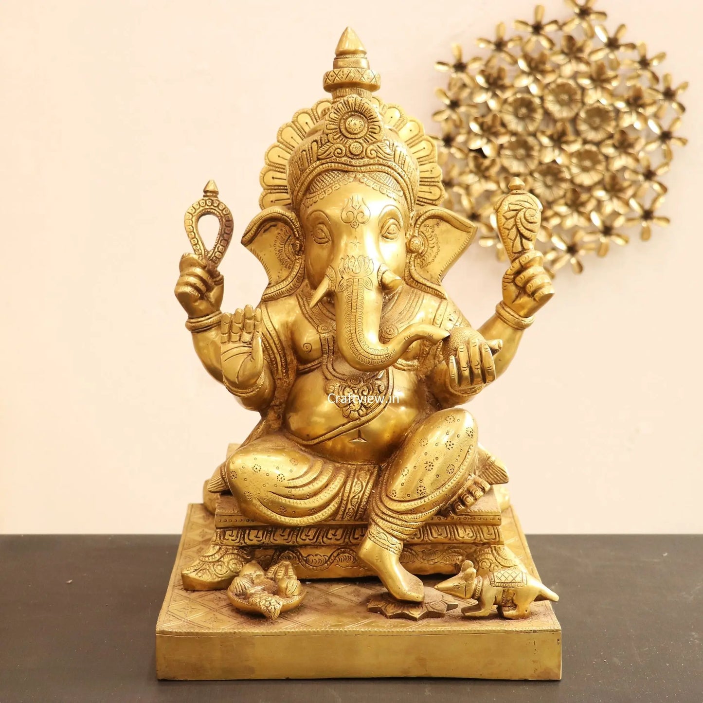 Superfine Brass Lord Ganesha Statue 19" craftsview