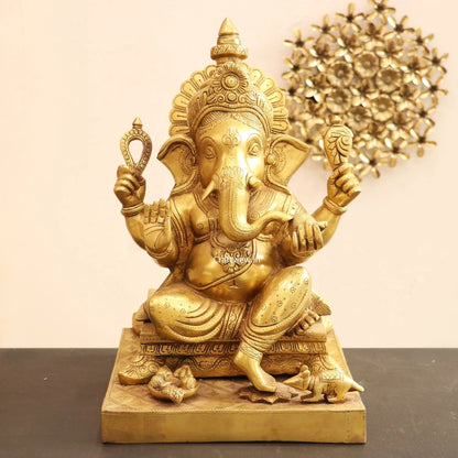 Superfine Brass Lord Ganesha Statue 19" craftsview