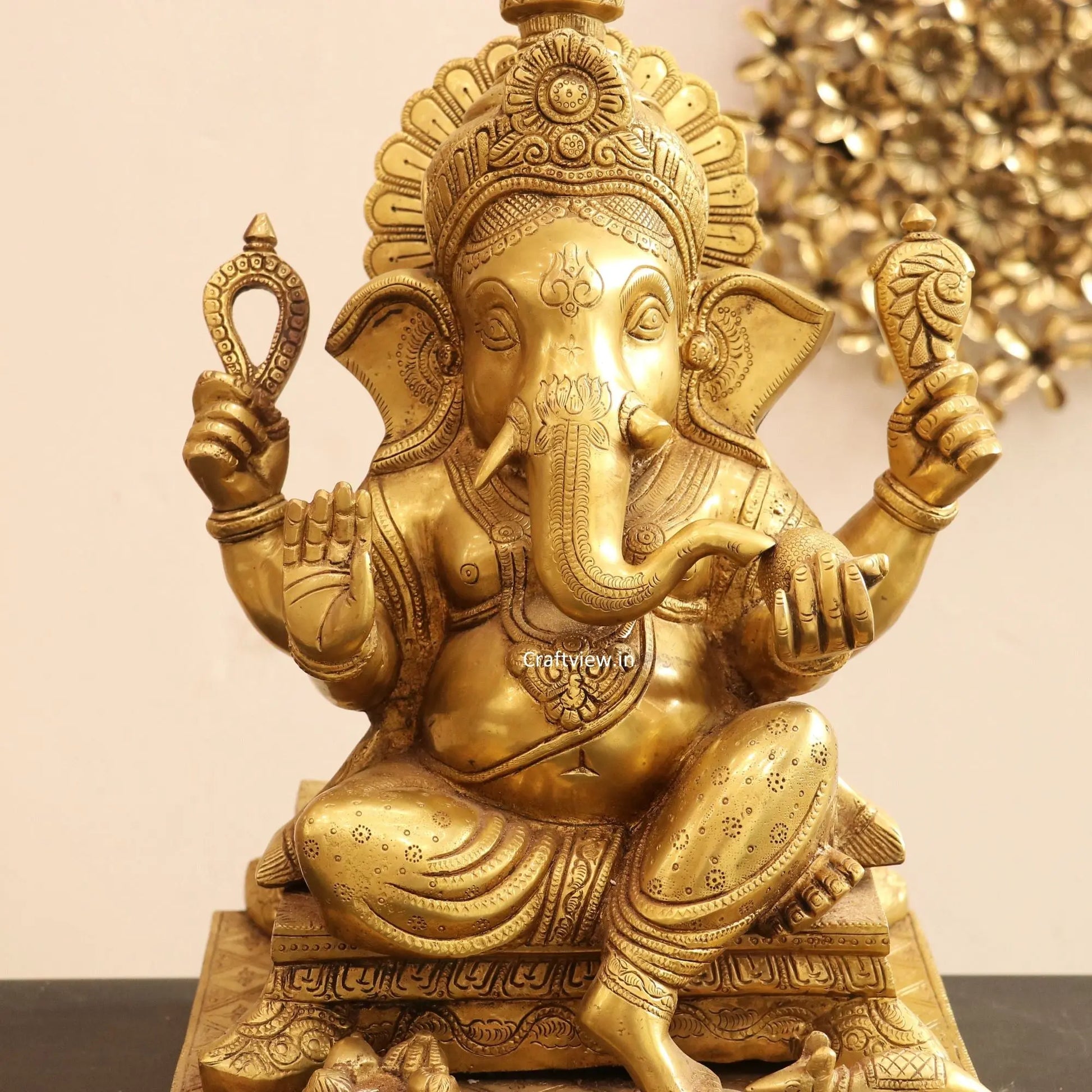 Superfine Brass Lord Ganesha Statue 19" craftsview