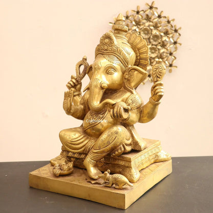 Superfine Brass Lord Ganesha Statue 19" craftsview