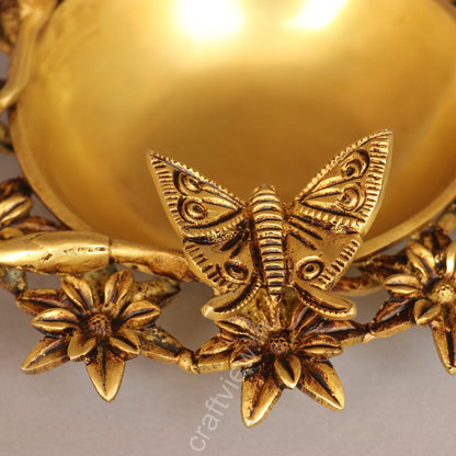 Brass Decoration Bird Flower Urli 3"