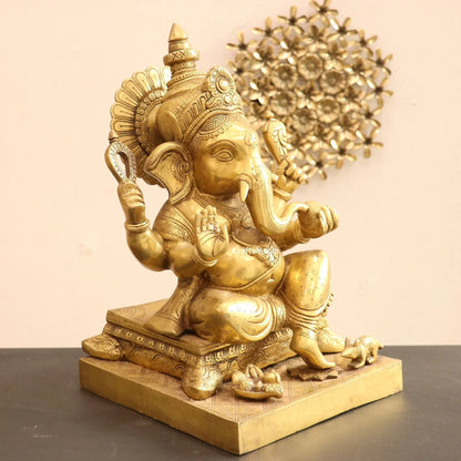 Superfine Brass Lord Ganesha Statue 19" craftsview