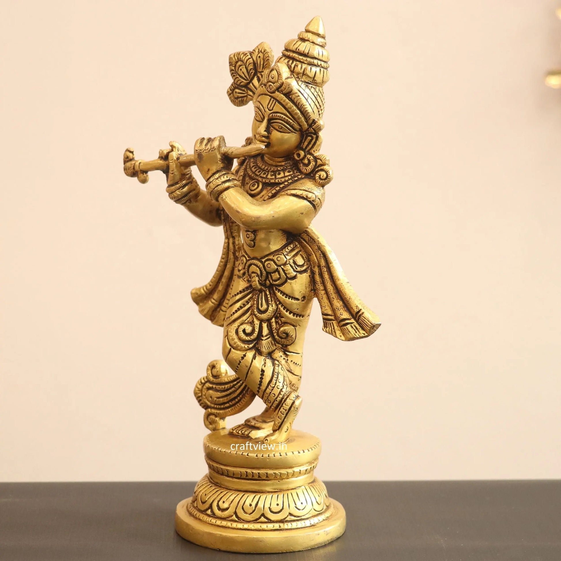 9" Brass Krishna Artistic Idol Craftsview