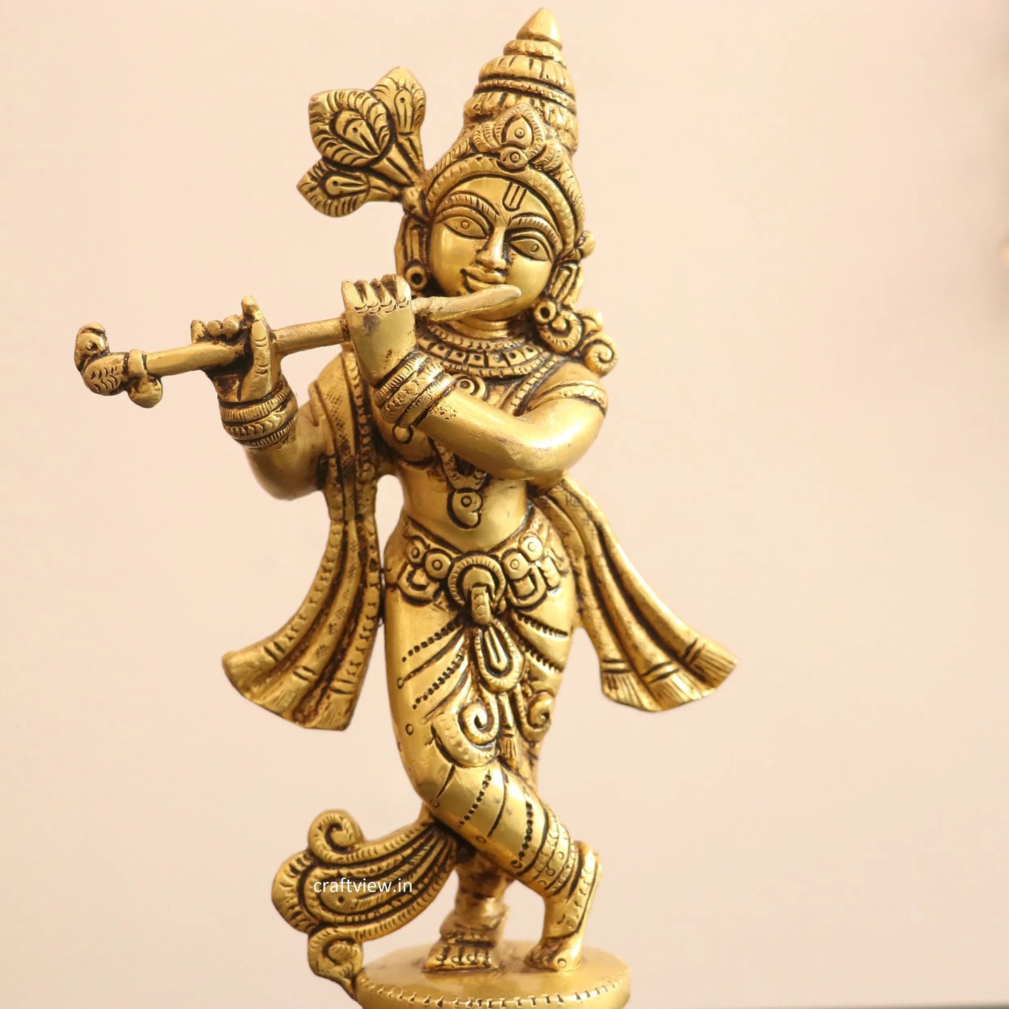 9" Brass Krishna Artistic Idol Craftsview