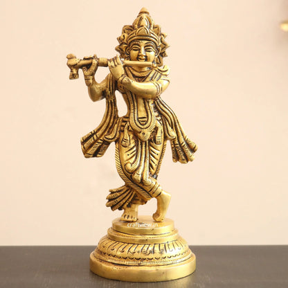 7" Artistic Brass Krishna Idol Craftsview