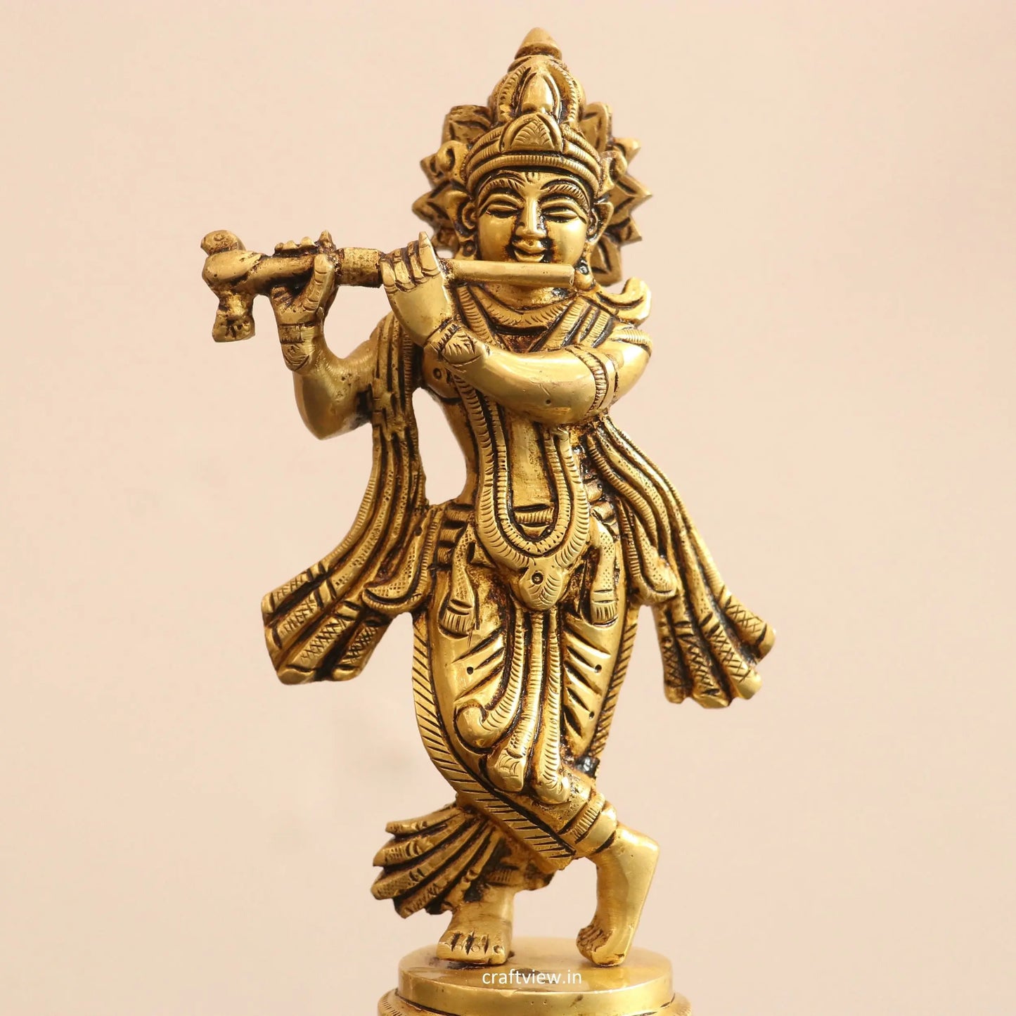 7" Artistic Brass Krishna Idol Craftsview