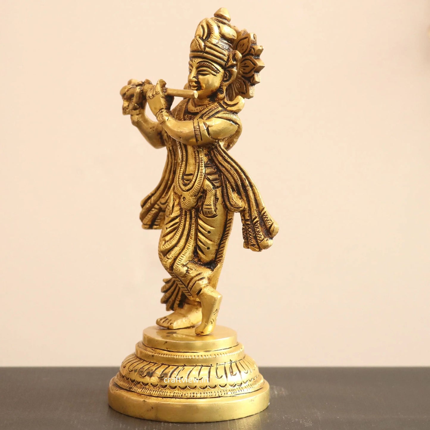 7" Artistic Brass Krishna Idol Craftsview