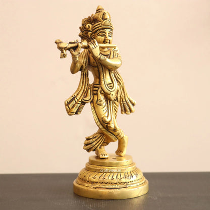 7" Artistic Brass Krishna Idol Craftsview