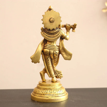 7" Artistic Brass Krishna Idol Craftsview