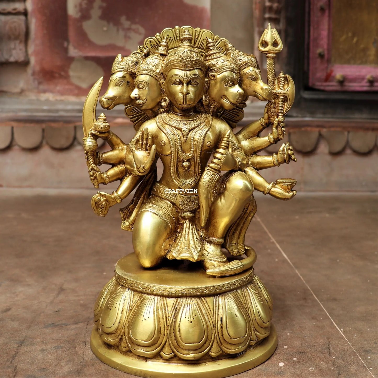 Brass Panchmukhi Hanuman Statue 12" Craftsview