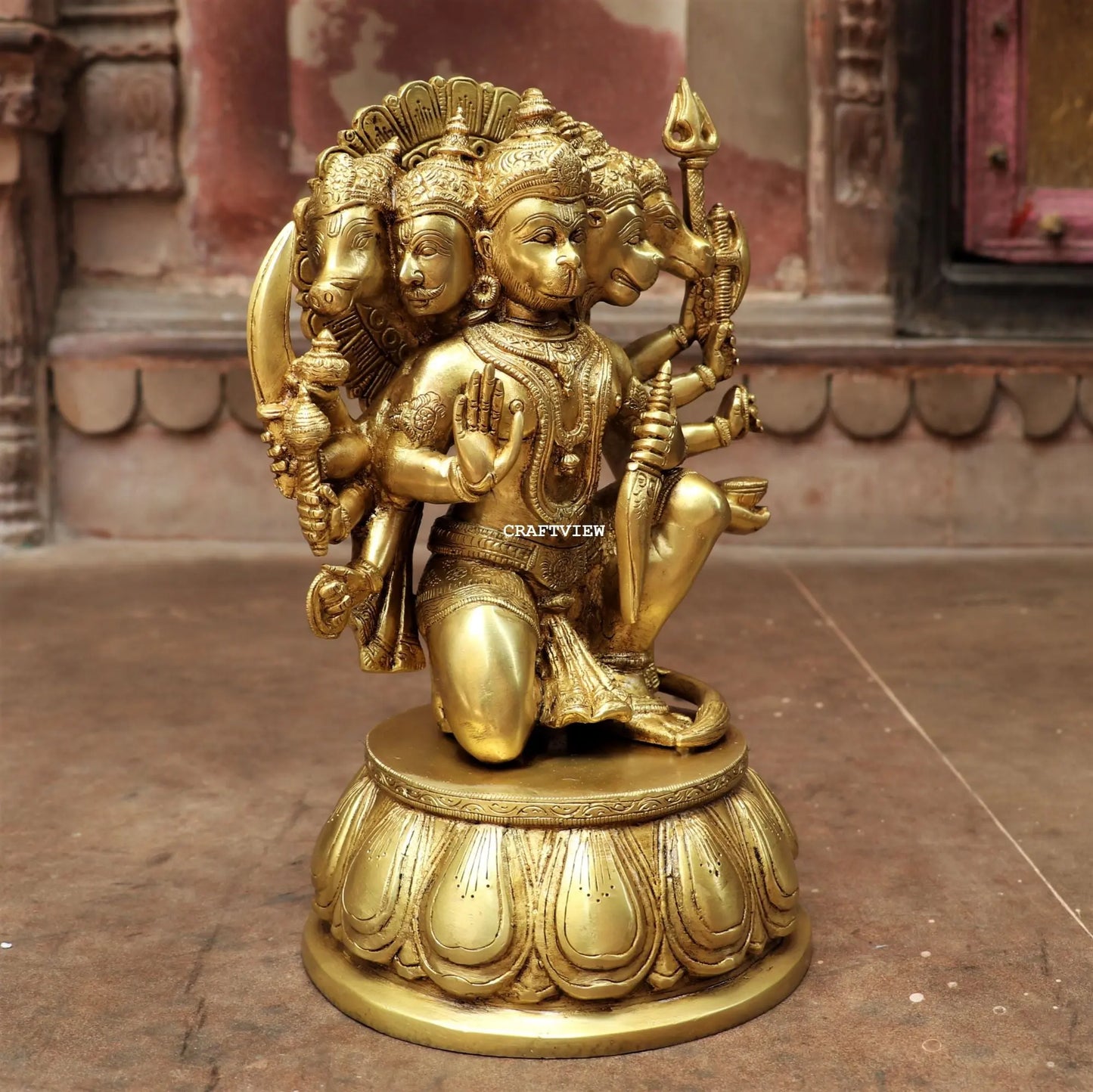 Brass Panchmukhi Hanuman Statue 12" Craftsview