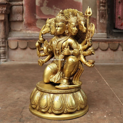 Brass Panchmukhi Hanuman Statue 12" Craftsview